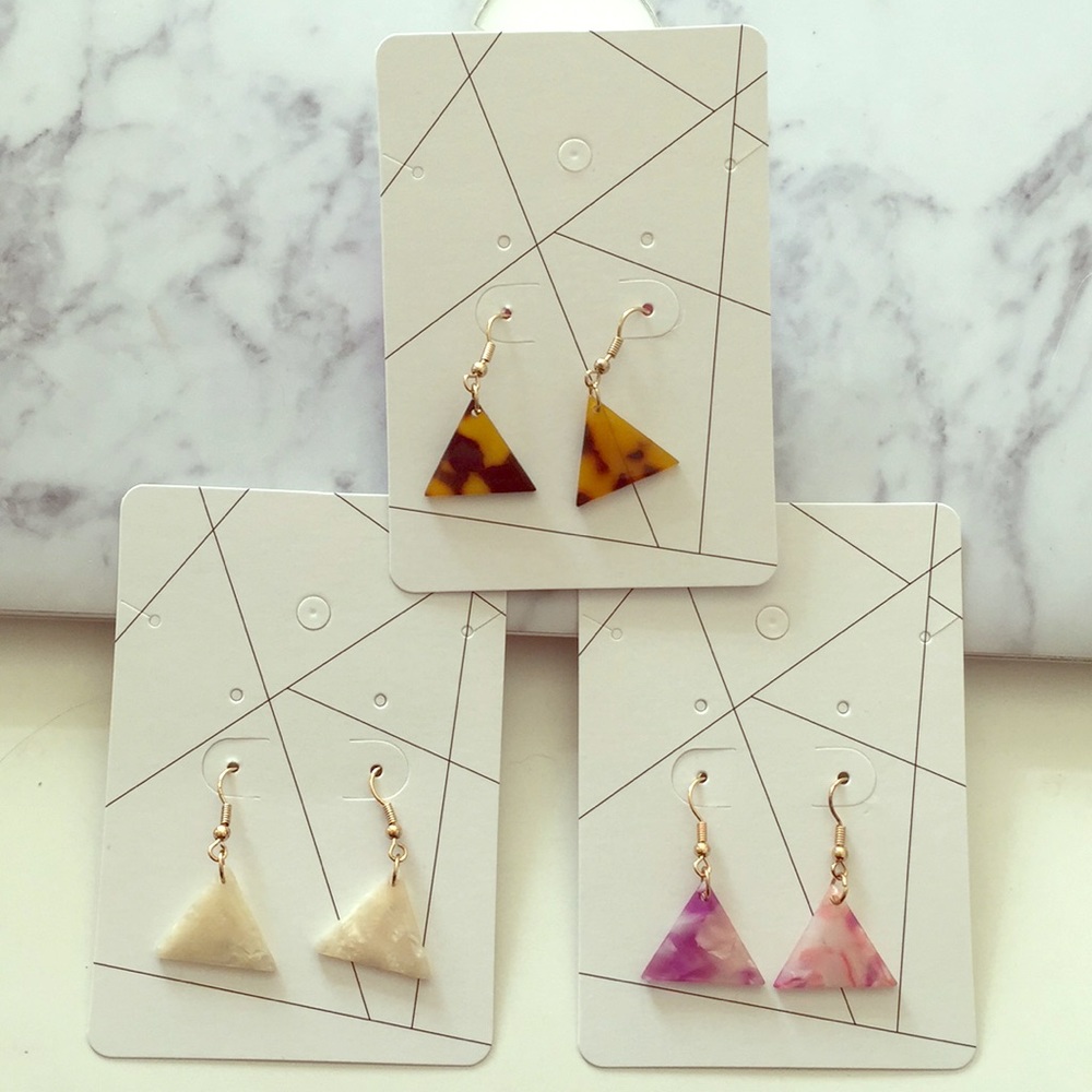 Triangle Healing Stone Drop Earrings - Picture 2 of 4
